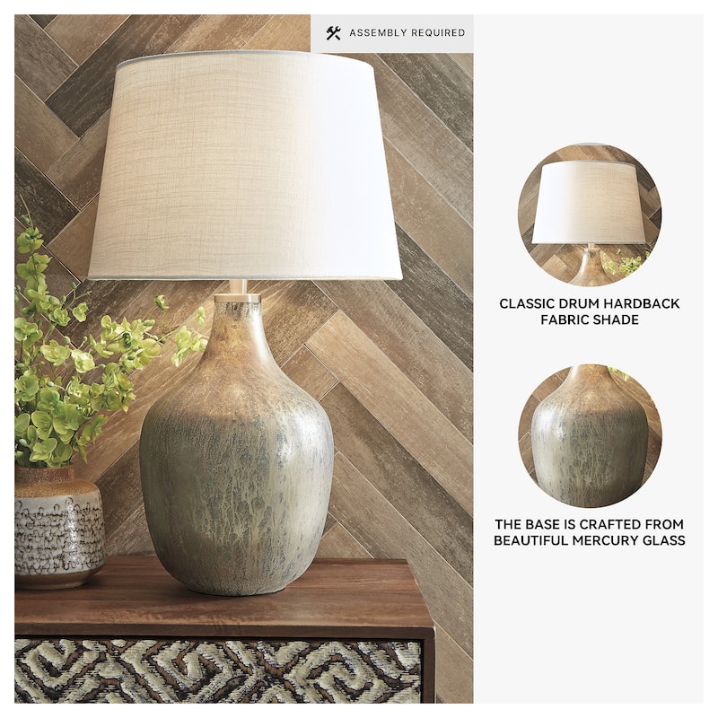 Mari Gray/Gold Finish Glass Table Lamp - 16.63" W x 16.63" D x 27.75" H