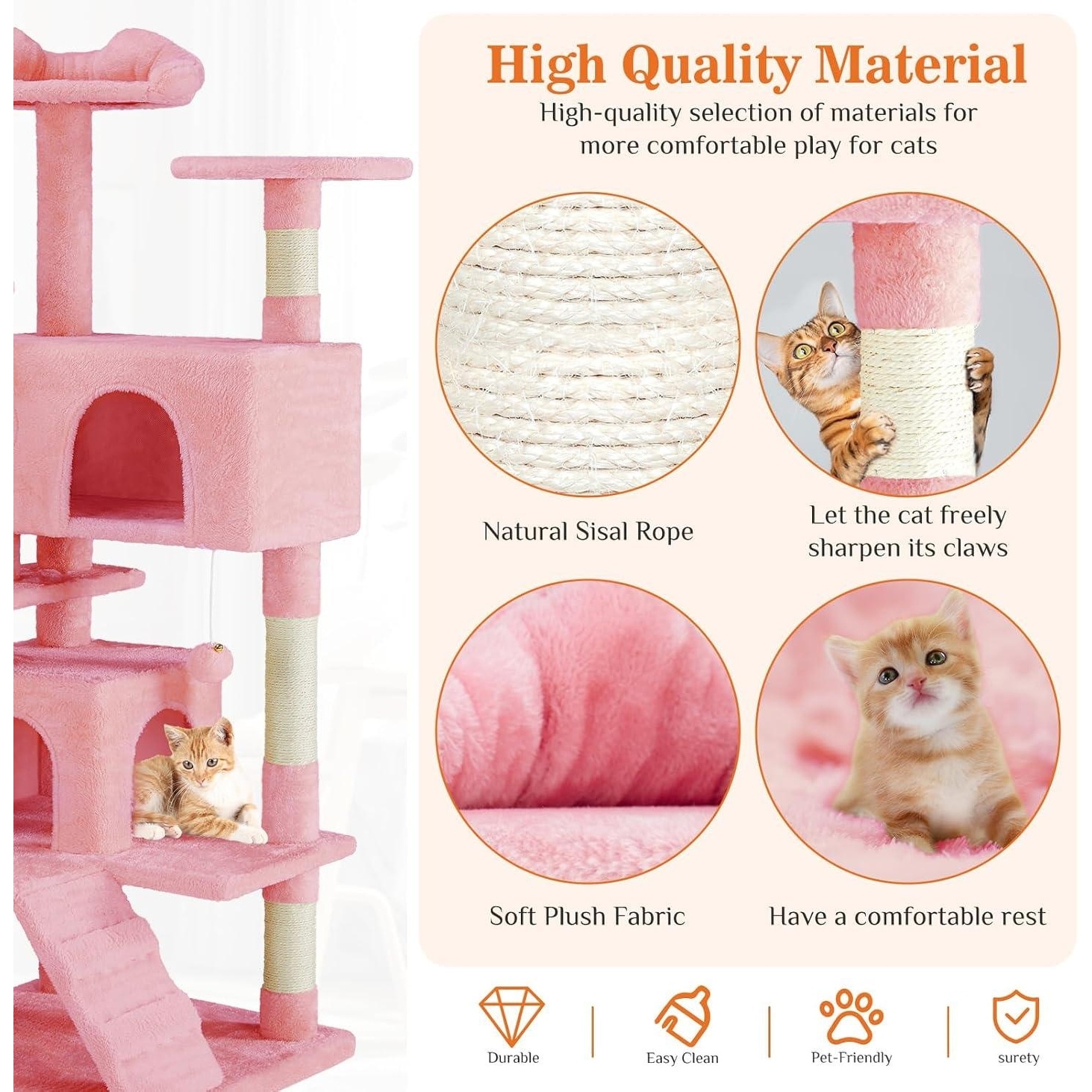 Dovelina 54in Cat Tree Tower Indoor apartment with ladder&plush