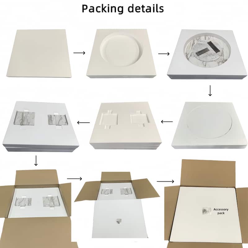 Roomfitters Round Marble Coffee Table, Natural Stone Living Room Table, Solid Marble Accent Table, Modern Design