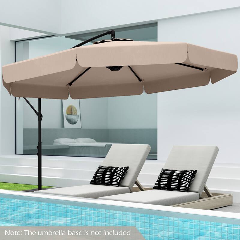 10FT Outdoor Cantilever Umbrella with Fade-Resistant Canopy Tilt Handle and Cover Included (Only Umbrella)