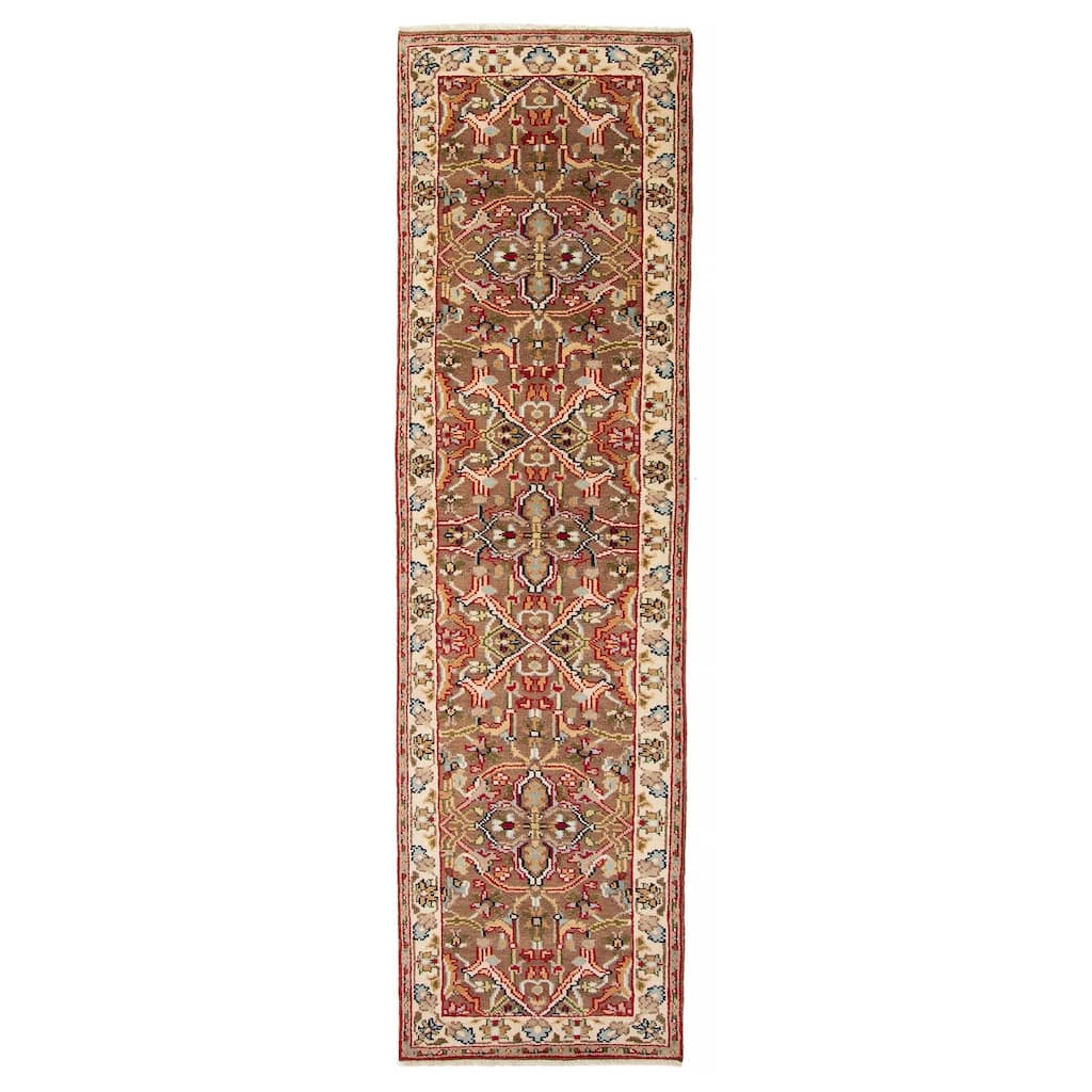 ECARPETGALLERY Hand-knotted Serapi Heritage Brown Wool Rug - 2'7 x 9'10