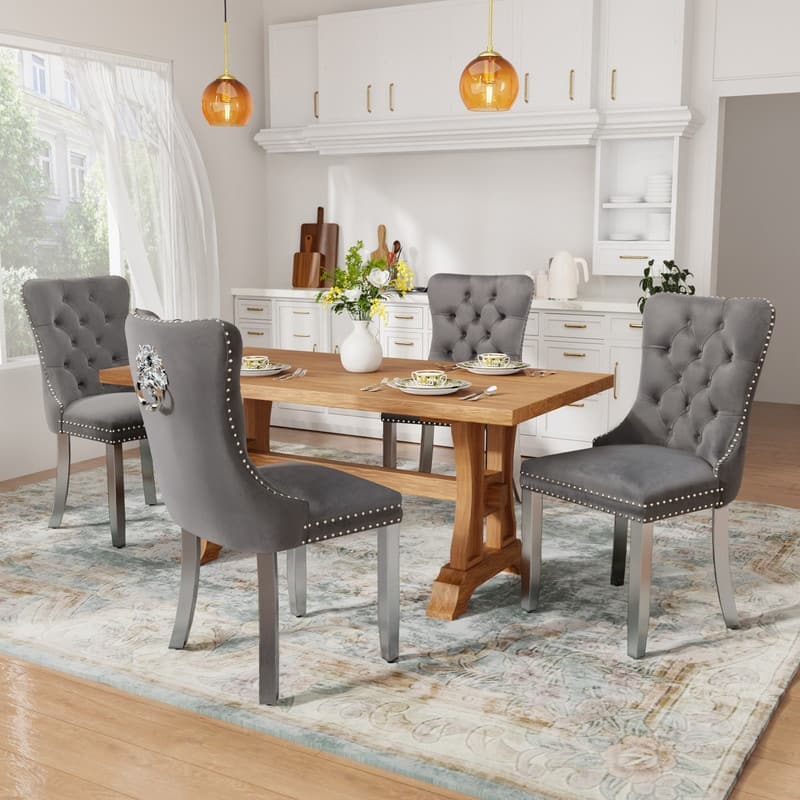 Contemporary Velvet Upholstered Dining Chair Set of 6
