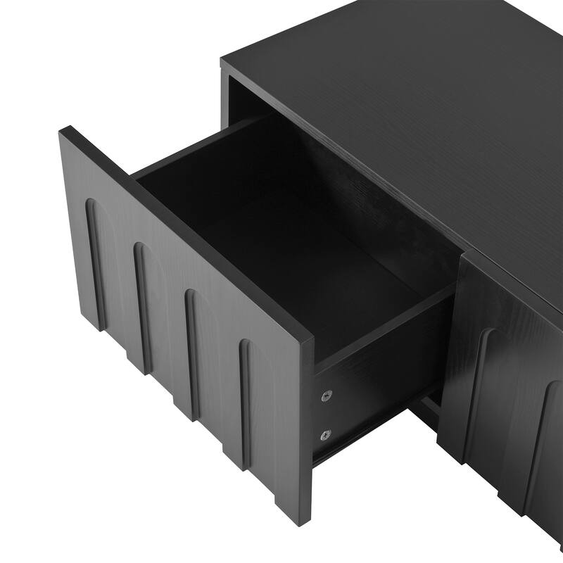 Roomfitters Elegant TV Stand & Coffee Table Set, Multi-Functional Media Console with Arched Design for TVs up to 80"