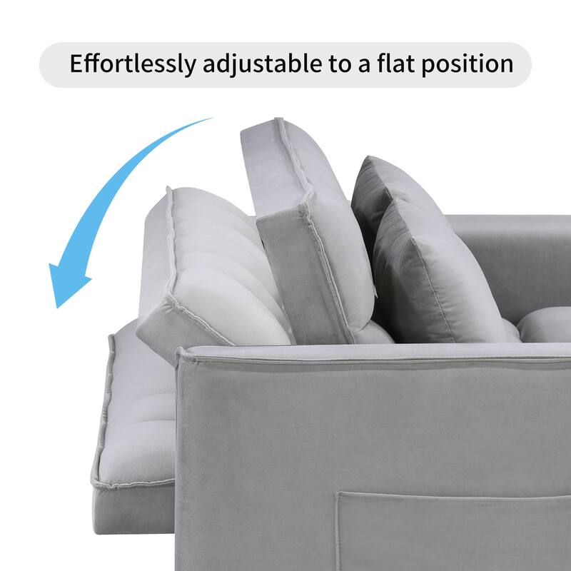 Modern 68" Length Tufted Convertible Loveseat Sleeper Sofa Bed - 68"L x 55"W x 20"H