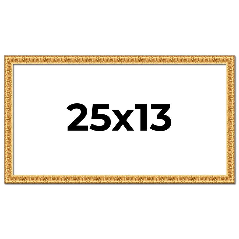 25x13 Frame Gold Real Wood Picture Frame Width 1 inches | Interior