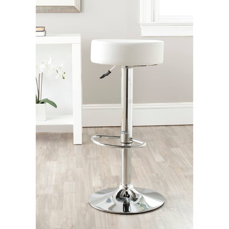 SAFAVIEH Cherryl 25.6-31.5-inch Jute White Adjustable Swivel Bar Stool - 15.2" x 15.2" x 25.6" - 15Wx15Dx32H - White