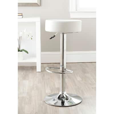 SAFAVIEH Cherryl 25.6-31.5-inch Jute White Adjustable Swivel Bar Stool - 15.2" x 15.2" x 25.6" - 15Wx15Dx32H