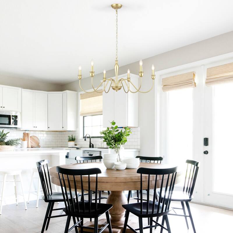 6-Light W36.2" x H74.8" Dimmable Chandelier Light for Kitchen Island Bedroom