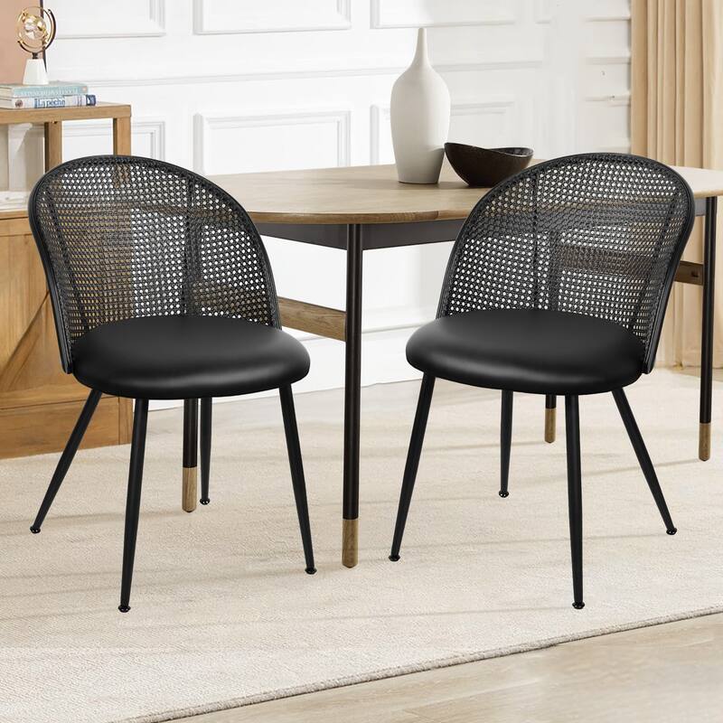 Modern Upholstered Rattan Dining Chairs Set of 2/4