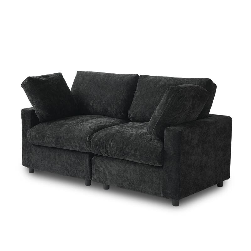 67" Modern Loveseat Sectional Sofa for Living Room,Chenille Modular Couch, Removable Cover, Spring Cushions, Solid Wood Frame