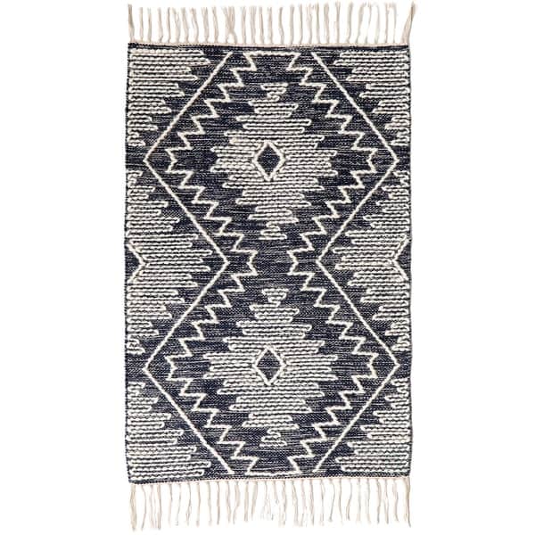 Handwoven Blue Geometric Cotton Wool Flatweave Kilim Area Rug 2 X 3 2 X 3 Overstock 32664814