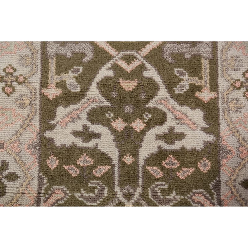 Green Oushak Oriental Runner Rug Handmade Wool Carpet - 2'6"x 9'8"