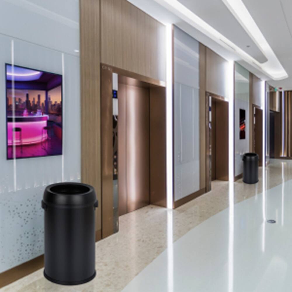 17 Gallon Commercial Open Top Trash Can with Swing Lid for Kitchen, Outdoor, Home, Office