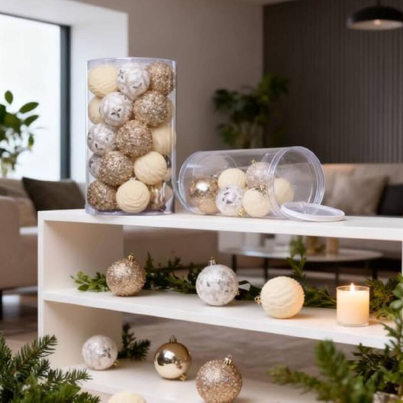 25PCS 2.36in Decorative Christmas Balls Ornaments for Xmas Tree Decor - N/A