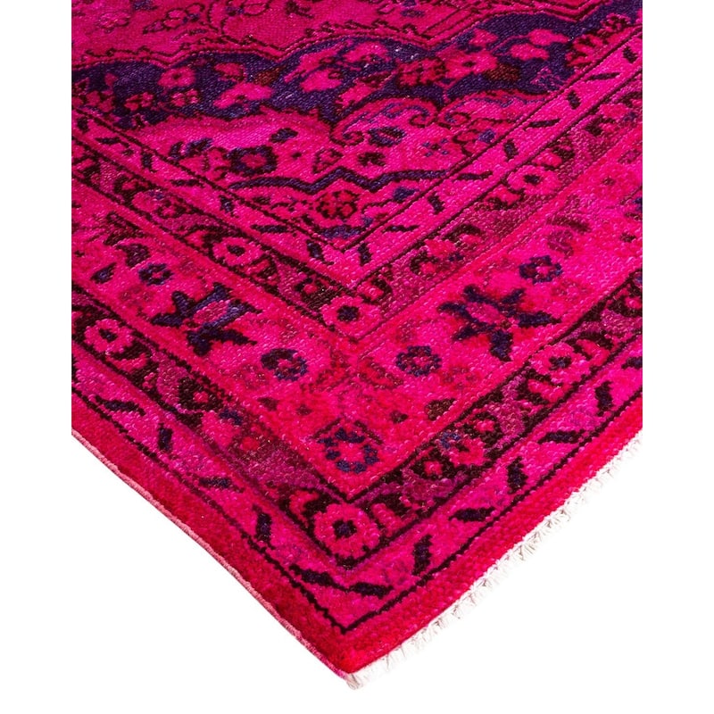 Overton Hand Knotted Wool Vintage Inspired Modern Contemporary Overdyed Pink Area Rug - 7' 1" x 8' 5"