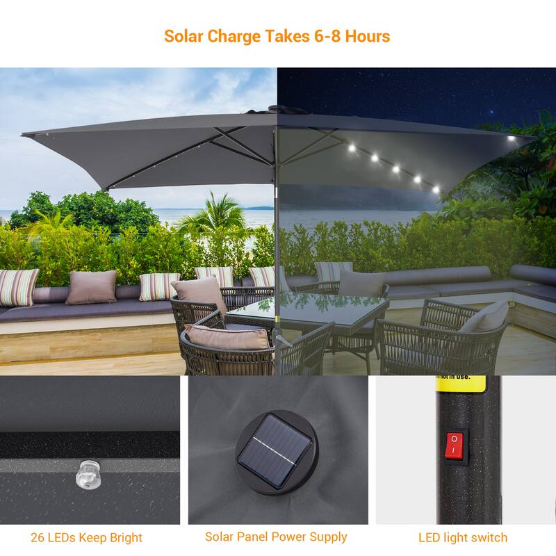 BONOSUKI LED 10 x 6.5ft Outdoor Umbrellas Patio Market Table Umbrellas
