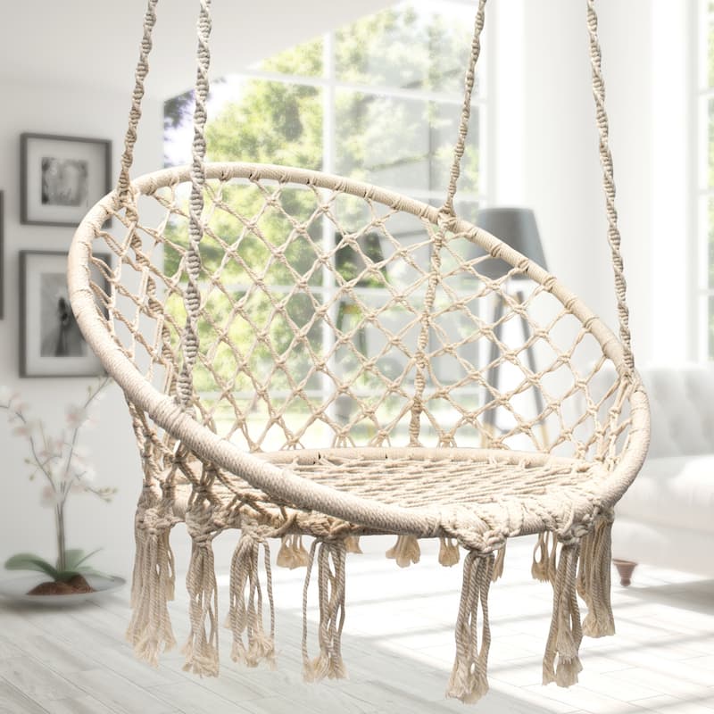 Indoor/Outdoor Macrame Hammock Chair Swing
