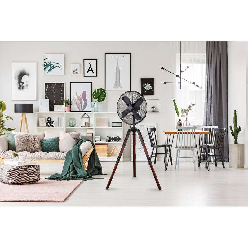 Star Fans Star Tripod 16-inch Stand Fan with Wooden Legs