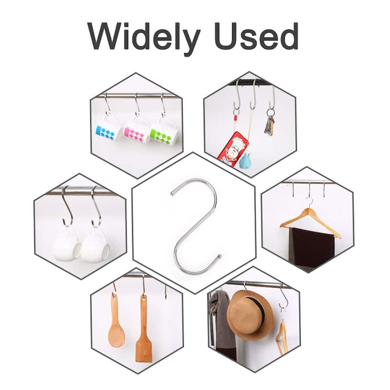 Stainless Steel S Shape Clothes Towel Hanging Hooks Holder 10 Pcs - Silver Tone - 4.9" x 4.5" x 0.16"(L*W*T)