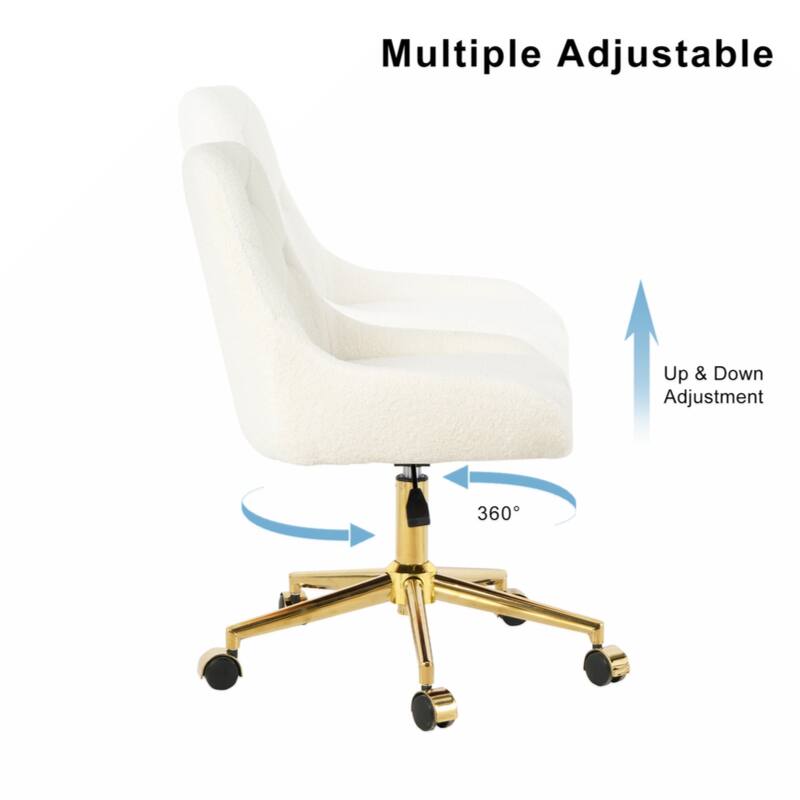 Modern teddy fleece fabric with gold legs living room furniture dining chair(set of 1)