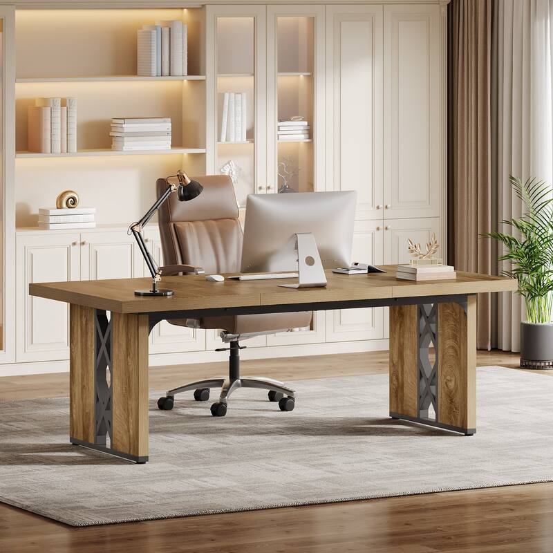 71" Modern Executive Desk, Large Home Office Desk Computer Writing Table Workstation