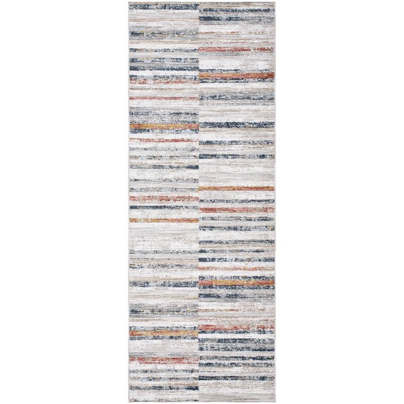 Livabliss Casual Beckham Stripe Area Rug - 2'7" x 7'3" - Beige/Multi