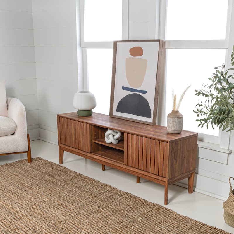 Damien 58 in. Farmhouse 3-Storage Sliding Door TV Stand Fits TVs up to 65 in. with Cable Management, by JONATHAN Y - 58"