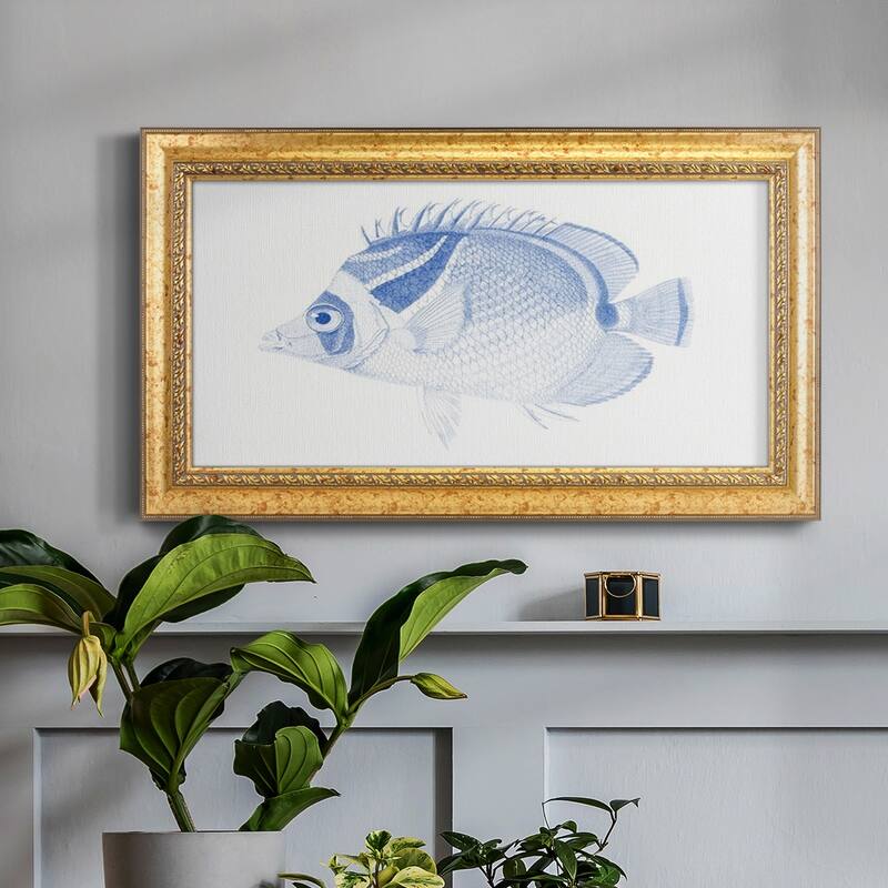 Blue & White Tropical Fish IV Premium Framed Canvas- Ready to Hang
