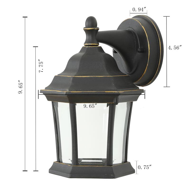 Black and Gold Single-Bulb Metal Outdoor Wall Sconce