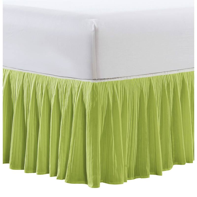 Serenta Pleated Bedskirt 18" Drop - 32 Color Options - Queen - Dark Citron