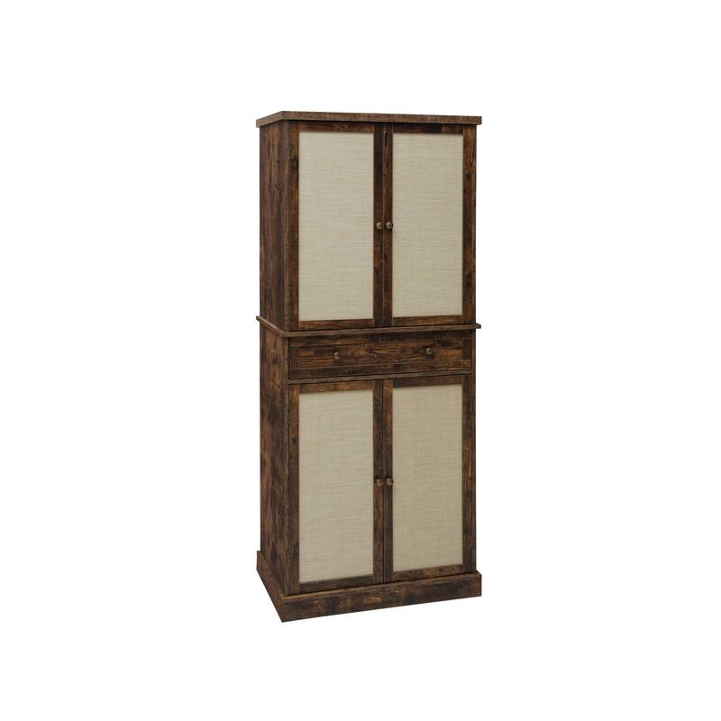 4 Door Cabinet with 1 Drawer, with 4 Adjustable Inner Shelves, Storage Cabinet