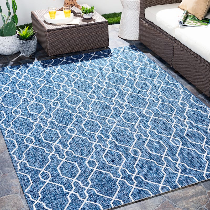 Livabliss Maurizio Indoor/ Outdoor Trellis Area Rug - 5'3" x 7'3" Oval - Blue