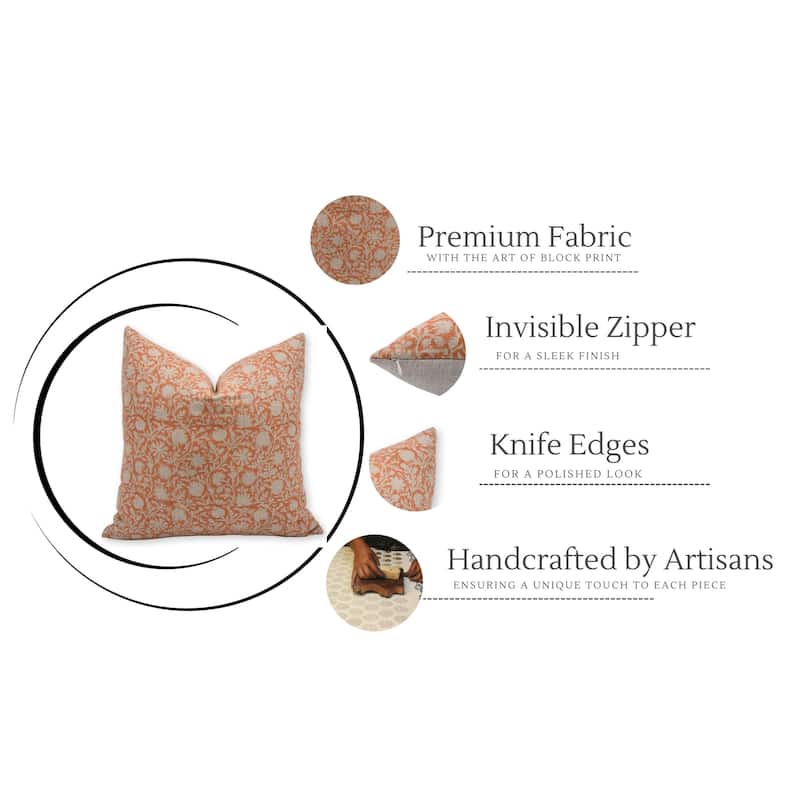 Fabdivine Linen Boho Block print pillow Cover