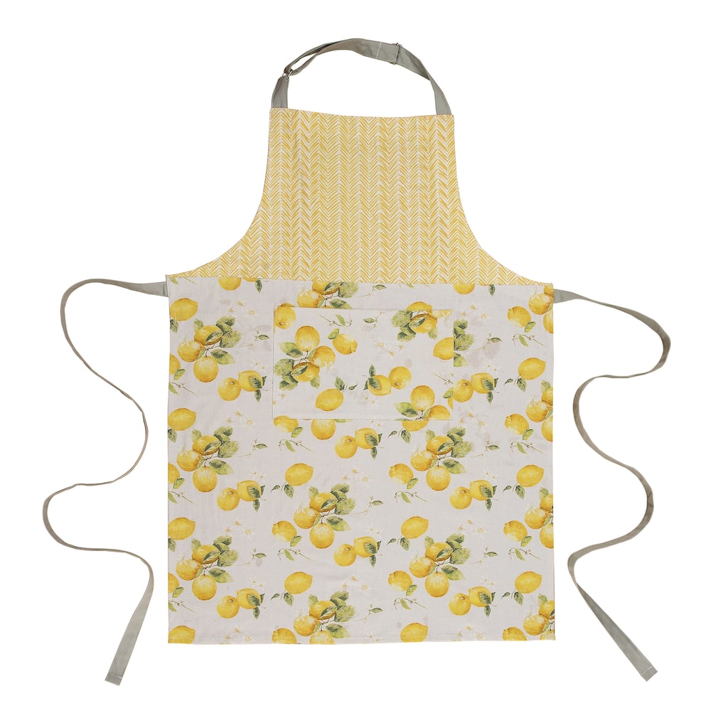 Transpac Cotton 36 in. Yellow Lemon Adjustable Apron
