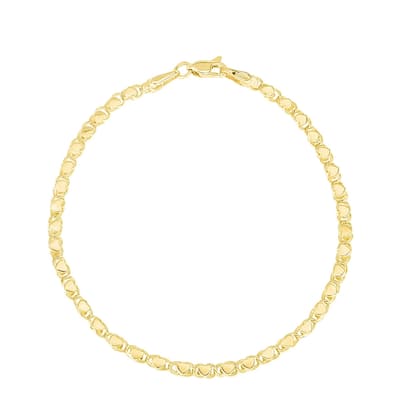 Curata 14k Yellow Gold 10" 2.9mm Mirror Heart Chain Anklet