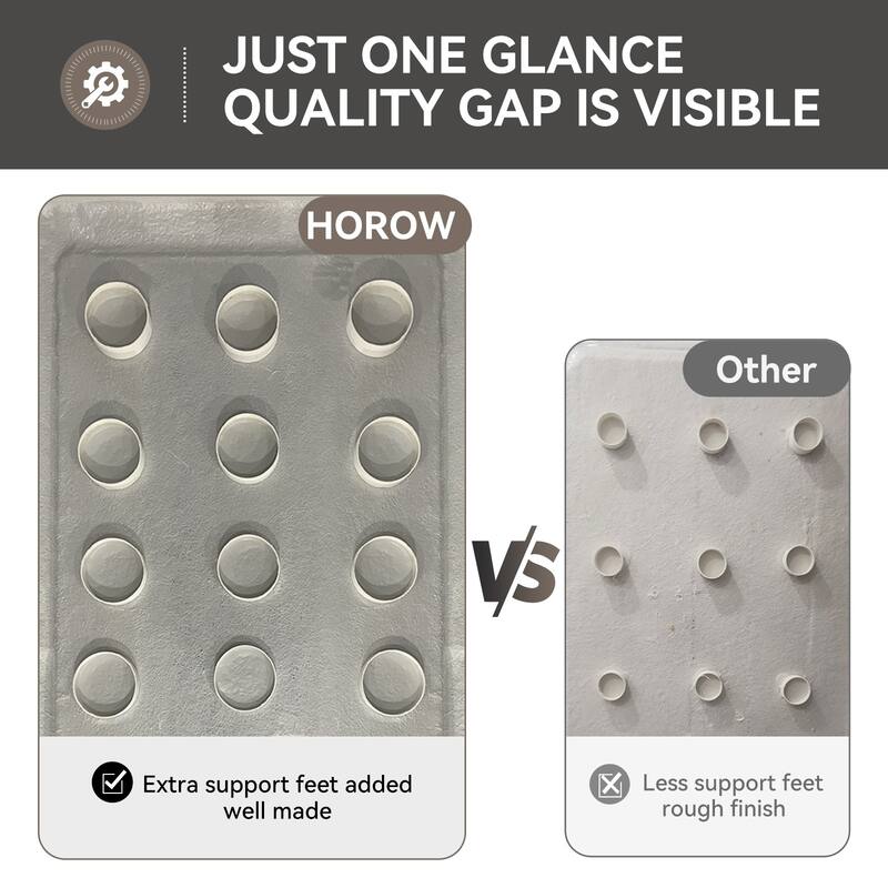 HOROW 60 x 30 Inch Alcove Shower Pan Base in High Gloss White with Wide Threshold Design - Right Drain Location