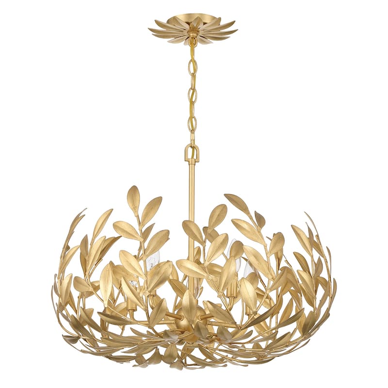 Broche 5 Light Antique Gold Chandelier