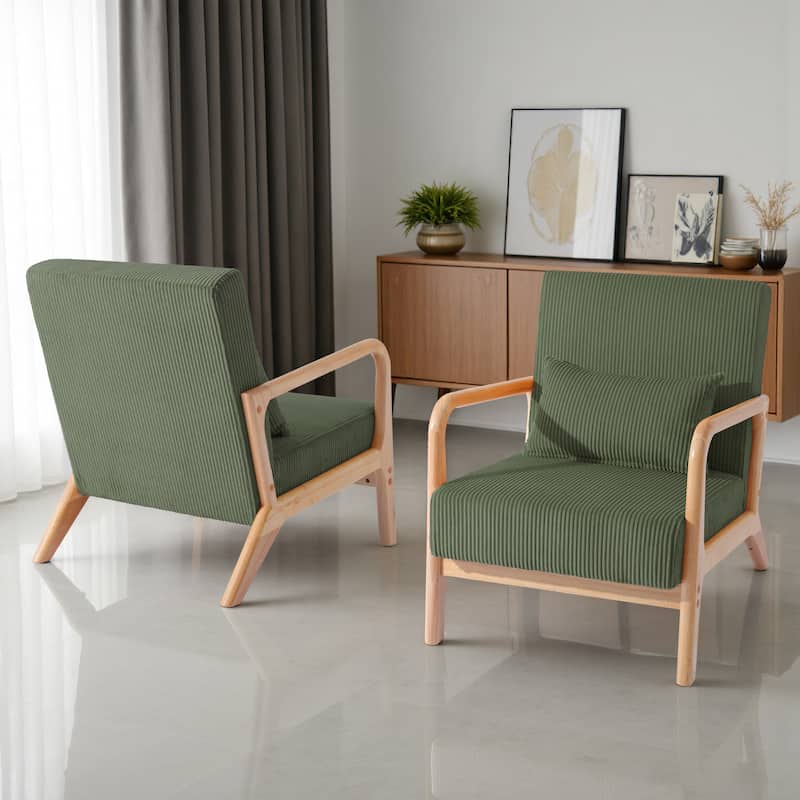 Set of 2 Mid-Century Upholstered Accent Chair with Cushion
