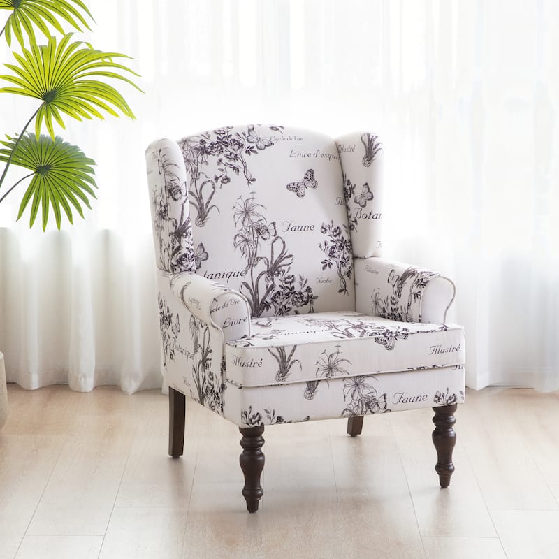 Accent Armchair with Turned Legs Set of 2 Blue/ Beige / Grey