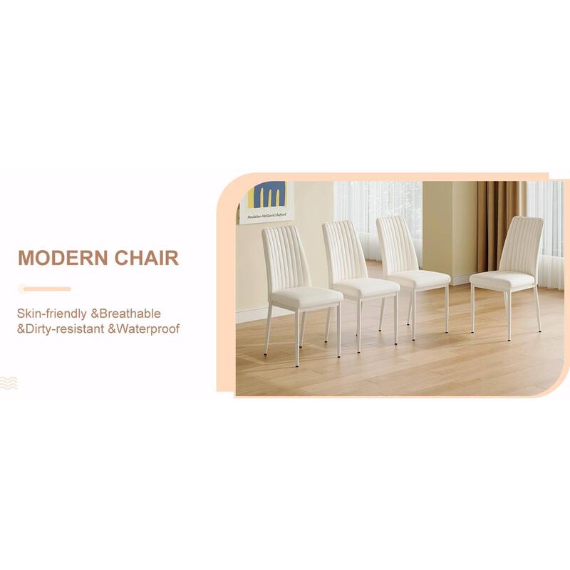 PU Leather Dining Chairs - Waterproof, Modern Design, Easy Clean