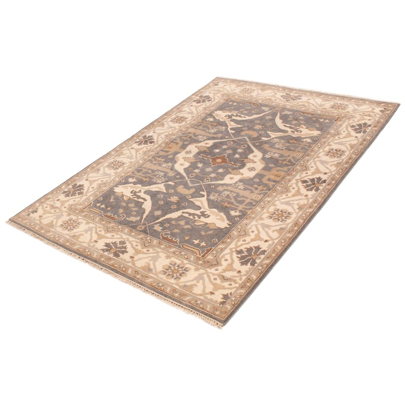 ECARPETGALLERY Hand-knotted Royal Oushak Dark Grey Wool Rug - 6'1 x 9'0