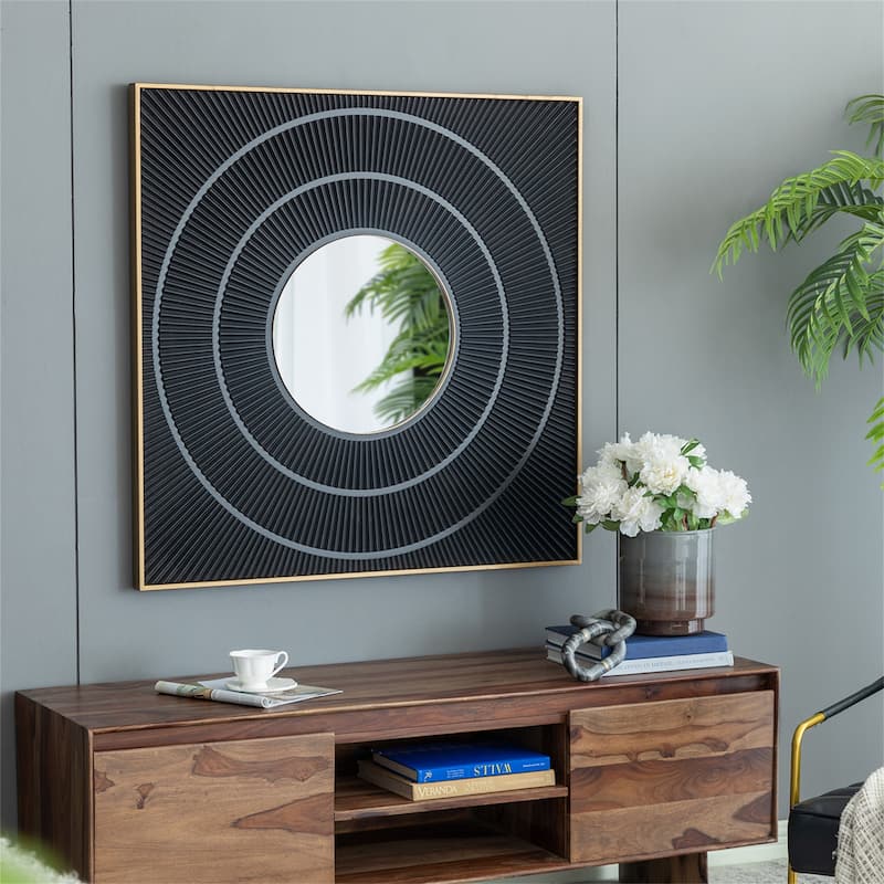 Carved Mirror with Pleated Frame