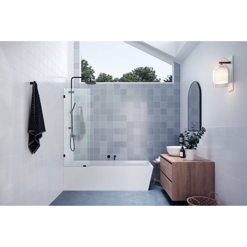 Glass Warehouse 58.25" x 20" Frameless Shower Bath Fixed Panel