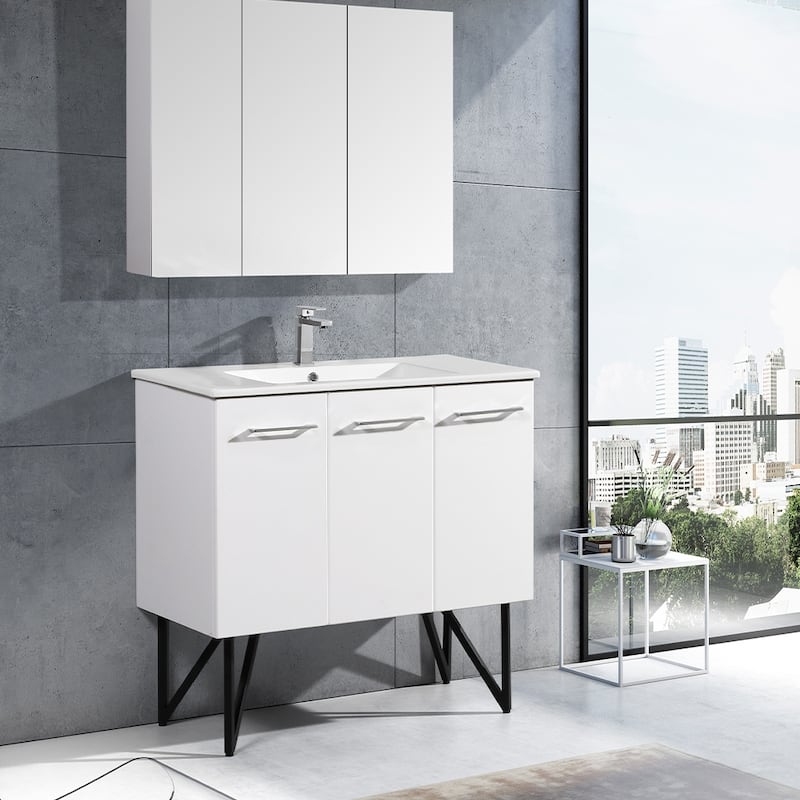 Swiss Madison Annecy 36" Single, Two Doors, One Drawer, Bathroom Vanity - White
