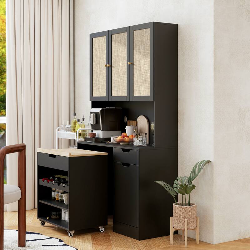 Kitchen Pantry Buffet Cabinet with Kitchen Cart
