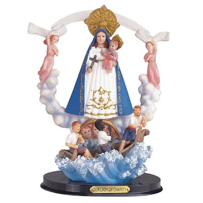 Q-Max 12"H Our Lady of Charity Statue Our Lady of El Cobre Holy Figurine Religious Decoration