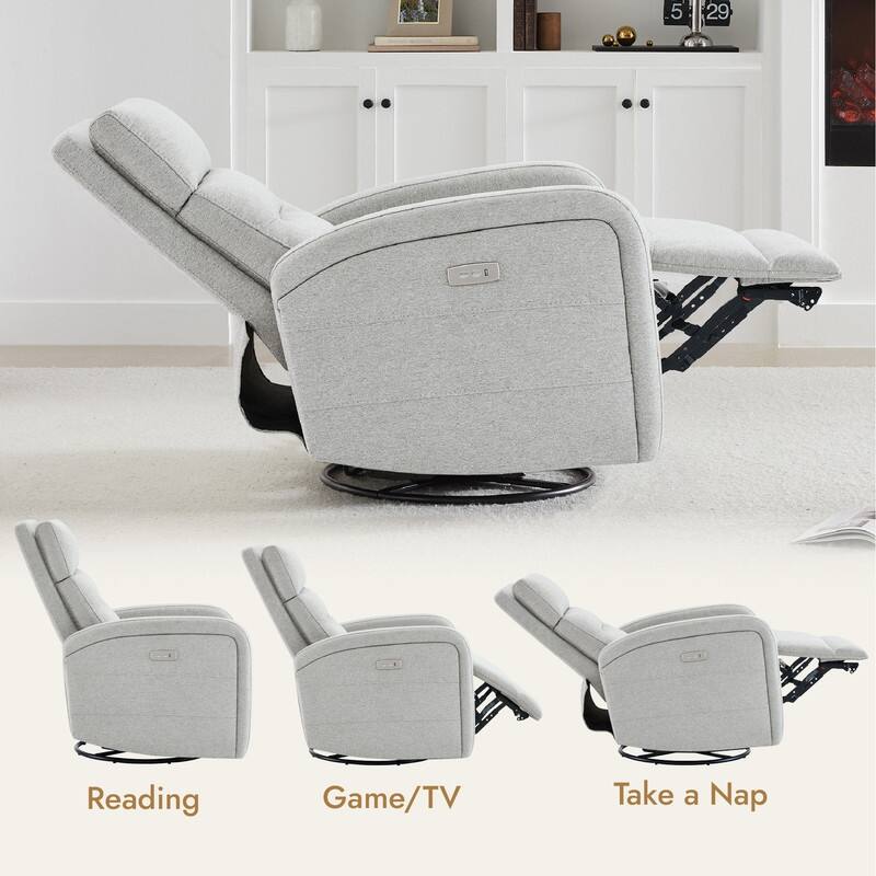 Spruce & Spring Cheryl Power Glider Swivel Rocker Recliner Chair Nursery Recliner