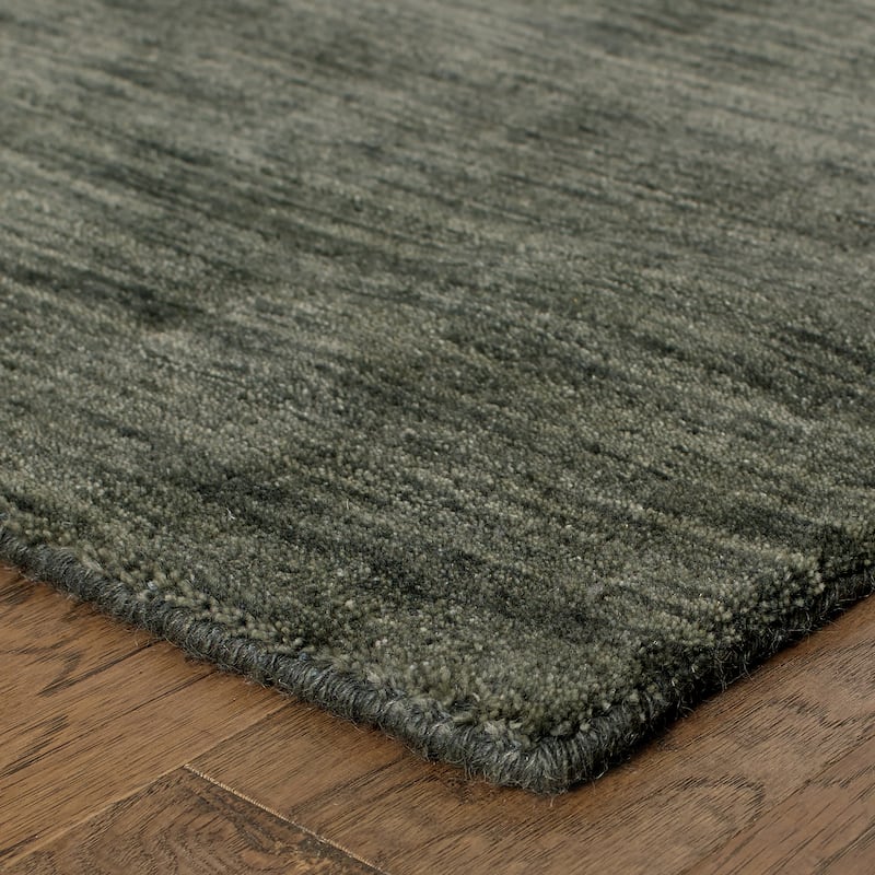 Style Haven Heathered Solid Hand-crafted Plush Wool Area Rug