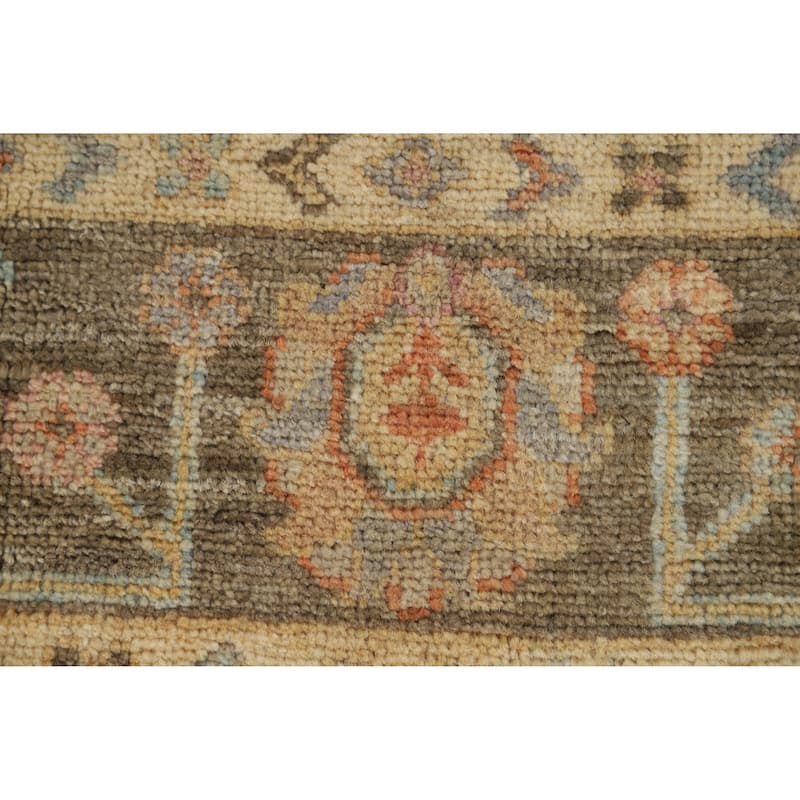 Hand Knotted Oriental 100% Wool Carpet Transitional All-Over Greys & Charcoal Oushak Area Rug - 9' 1'' X 6' 0''