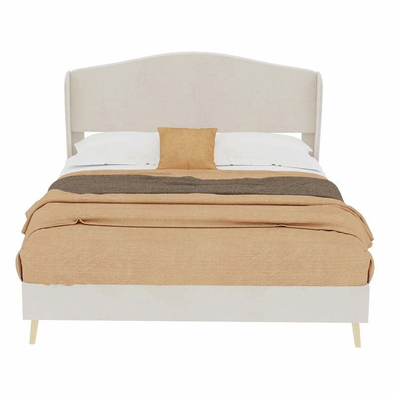 Upholstered Platform Bed with Tufted Headboard, Sturdy Noise-Free Design, Modern Bedroom Bed Frame